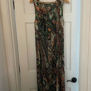 Joan Vass Multicolor Paisley Maxi Dress. Size Large